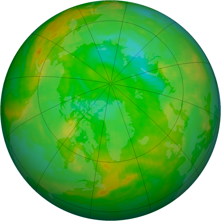 Arctic ozone map for 16 July 1991